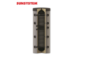 Juodo plieno akumuliacinė 500L talpa Sunsystem su 2 šilumokaičiais PS2 500